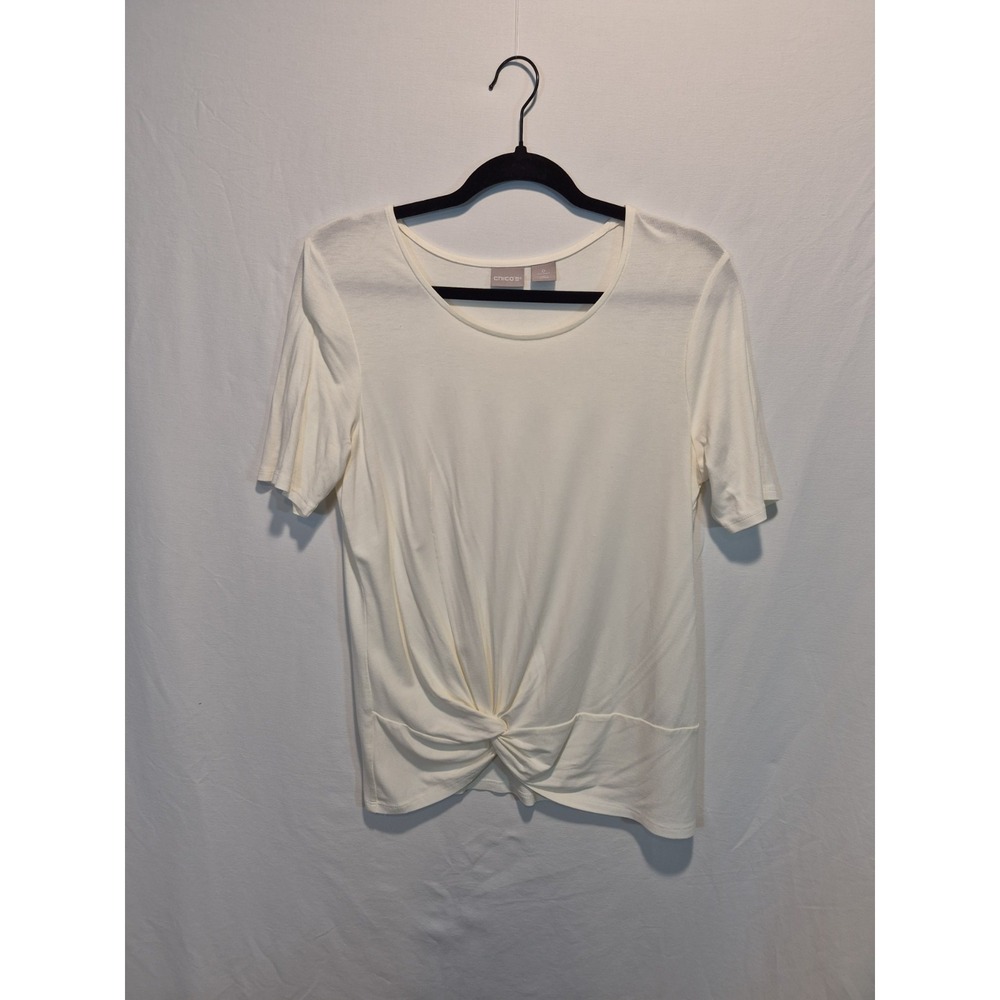 Chico's Twist Front Sz 0 (Sm) Top Quiet Luxury Minimalist Athleisure Relaxed Fit